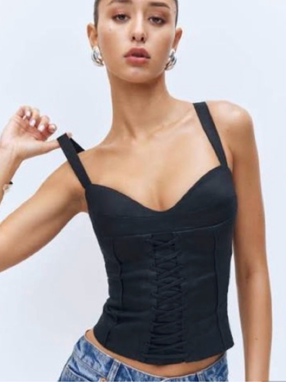 Reformation White Lace-Up Corset Top